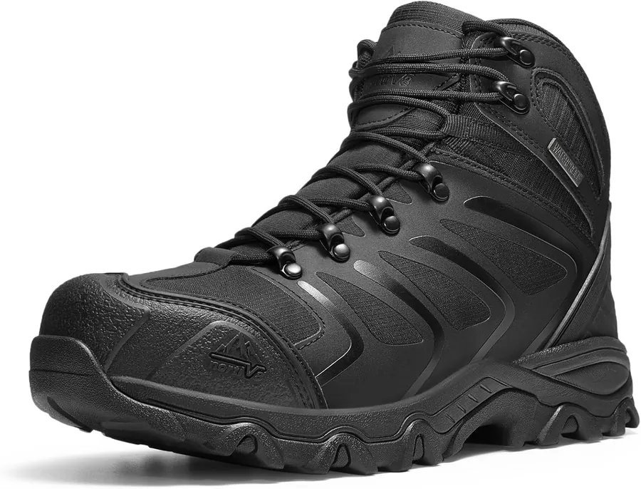 Men's Waterproof Steel Toe Boots with Rubber Cap