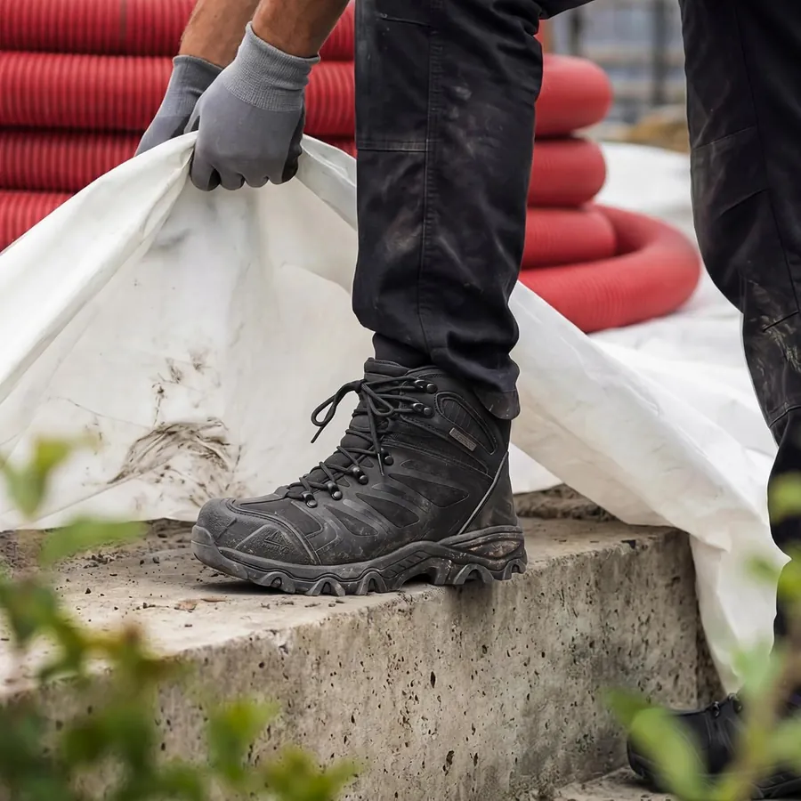 Men's Waterproof Steel Toe Boots with Rubber Cap — enhanced toe protection