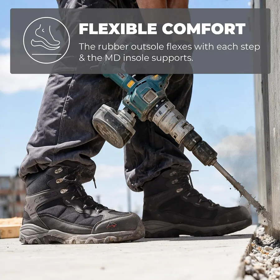 Men's Waterproof Steel Toe Work Boots — protective toe cap