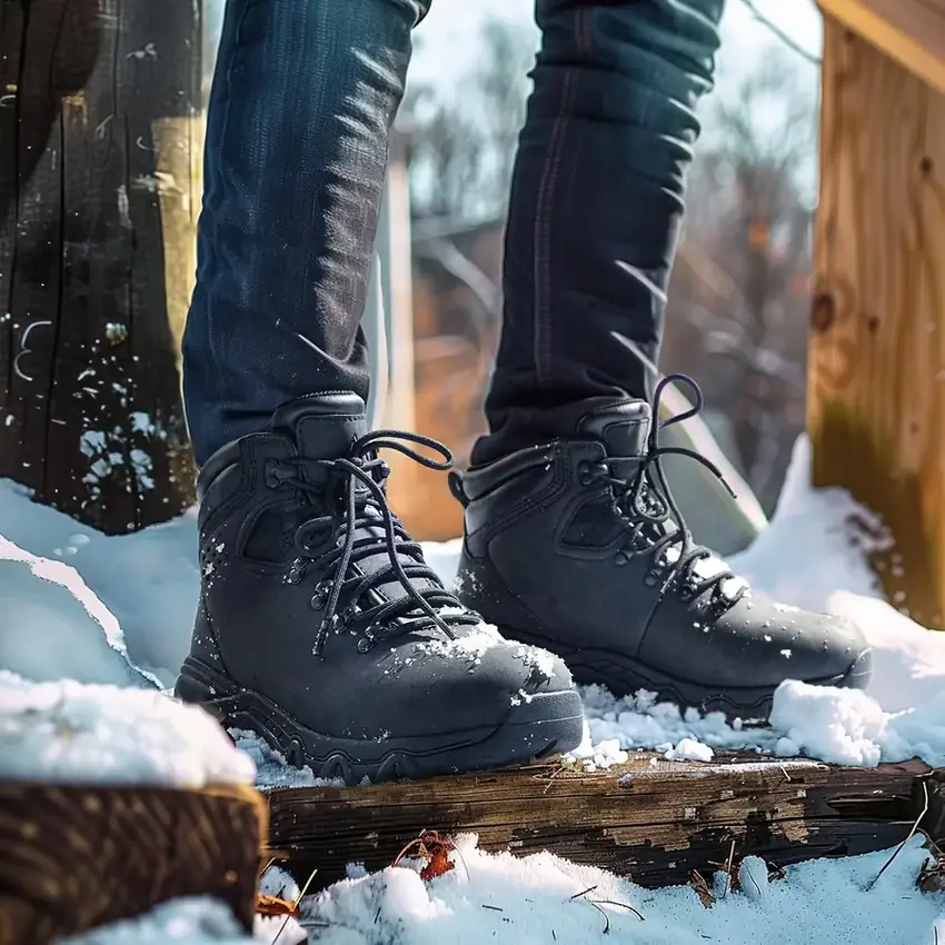 Men's Vegan Leather Insulated Snow Boots — vegan leather upper