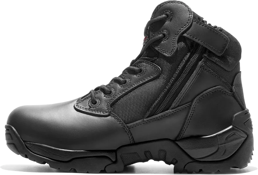 Men's Military Tactical Work Boots Side Zip — protection & convenience