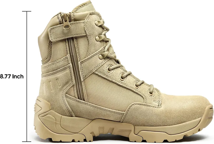 Men's Side Zipper Military Tactical Work Boots — protection & convenience