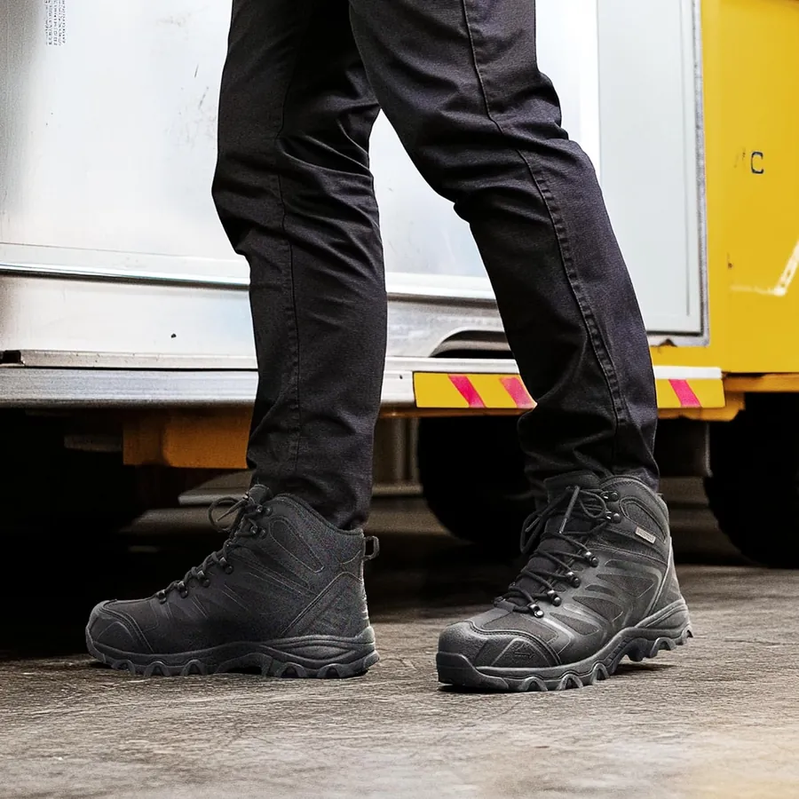 Men's Waterproof Steel Toe Boots with Rubber Cap — waterproof upper