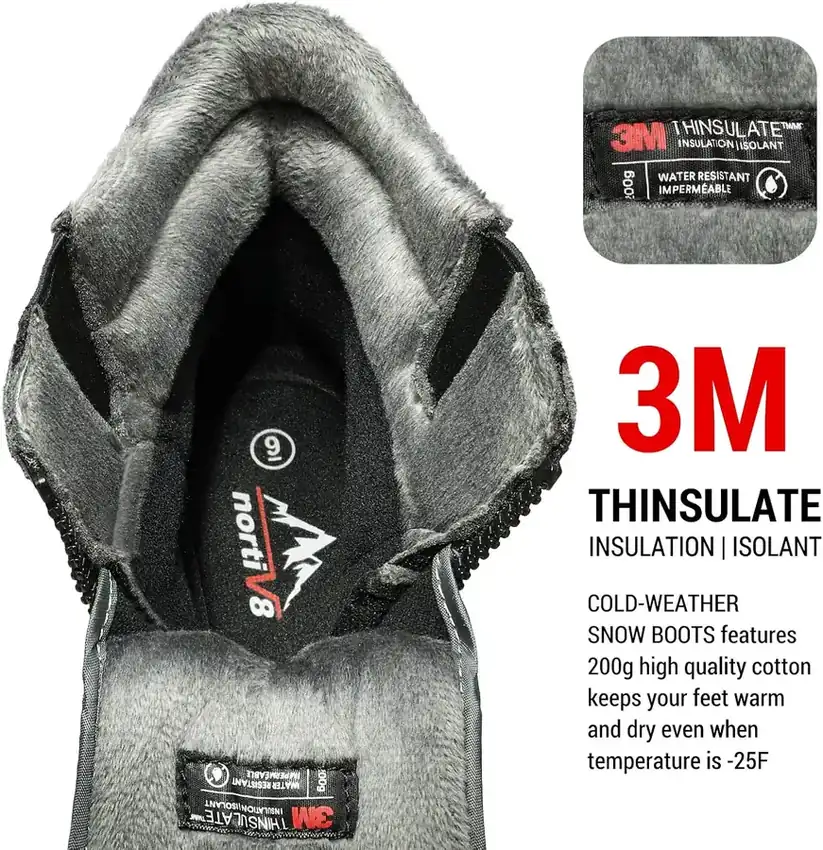 Men's Zip-Entry Winter Snow Boots — warming system