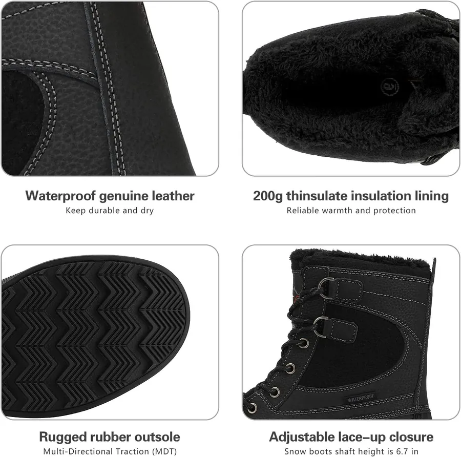 Men's 200g Insulated Snow Boots — waterproof material