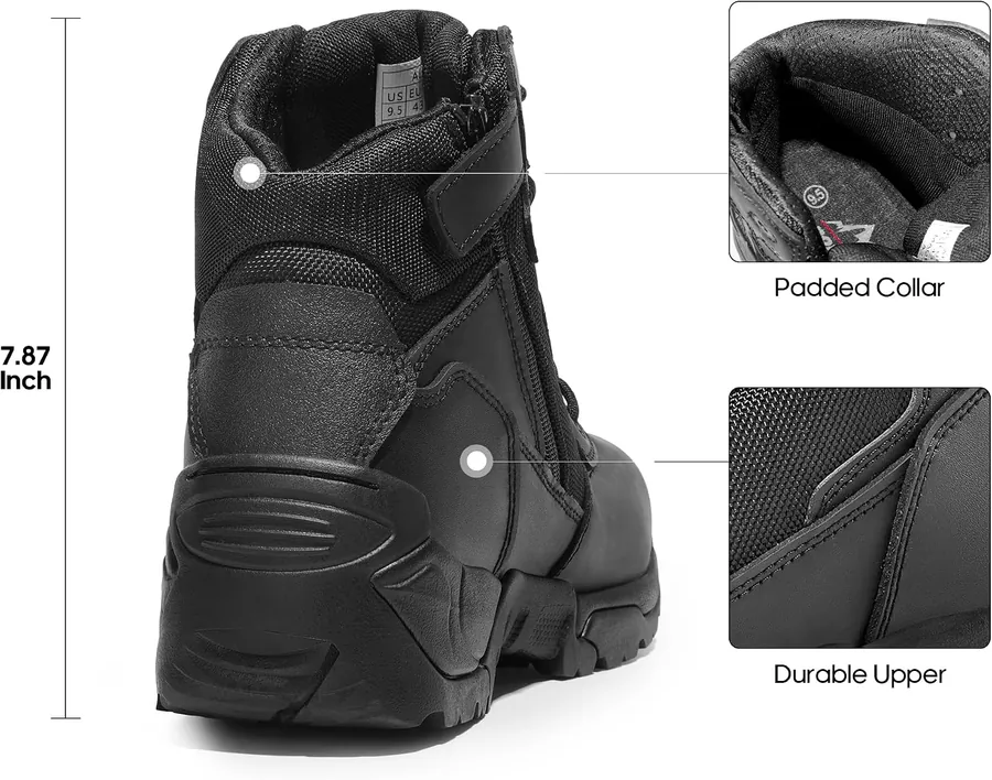 Men's Military Tactical Work Boots Side Zip — durable & breathable