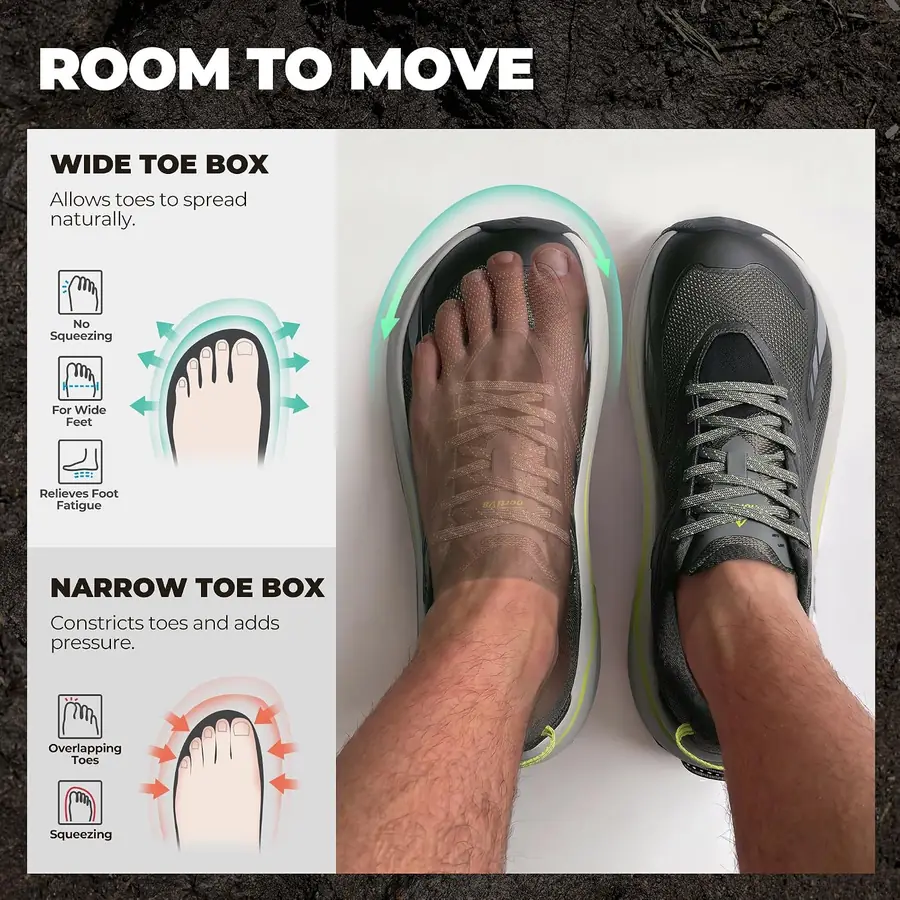 Men's Wide Toe Trail Running Sneakers — low-drop design